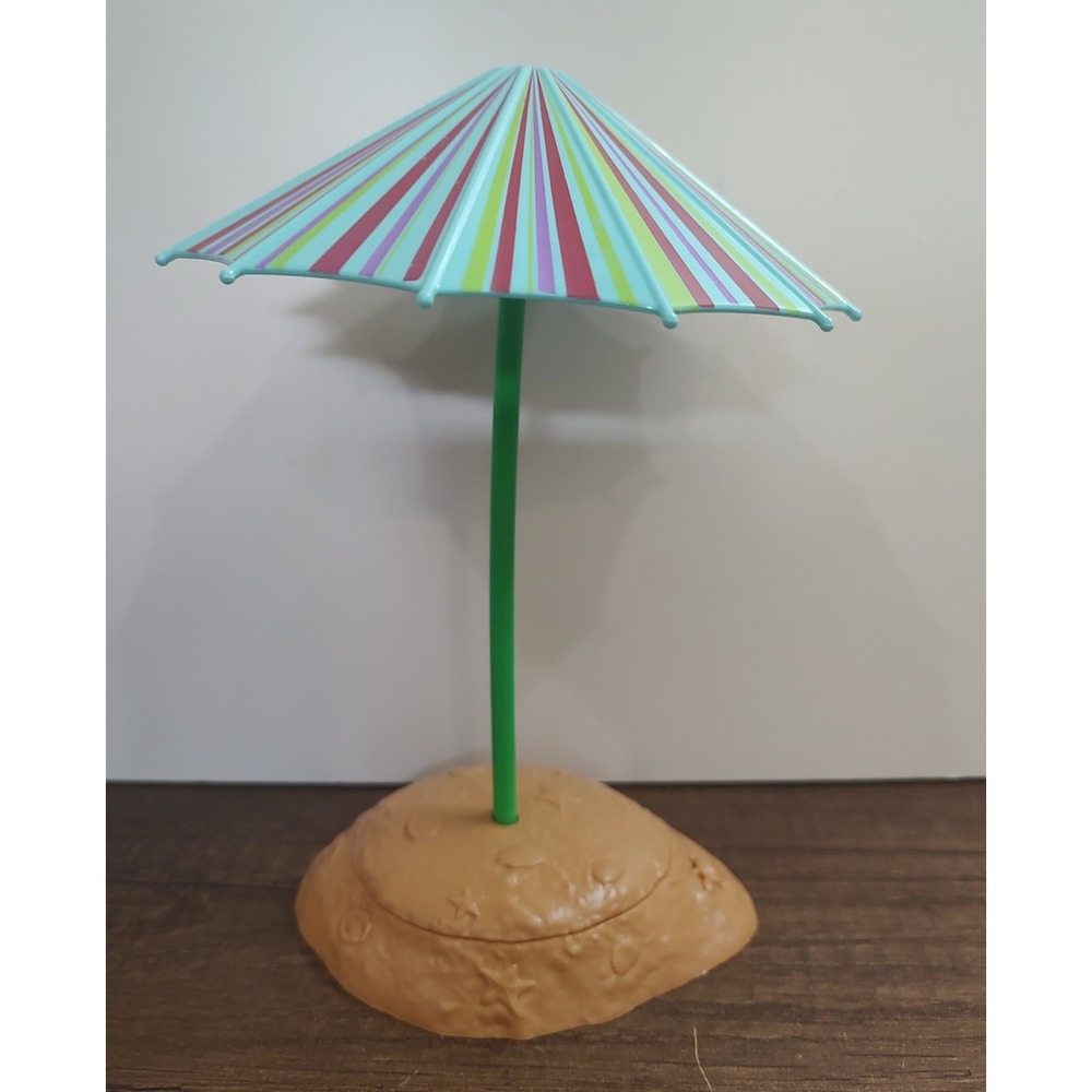 Barbie Doll Beach Umbrella Accessory Teal Striped Design A4